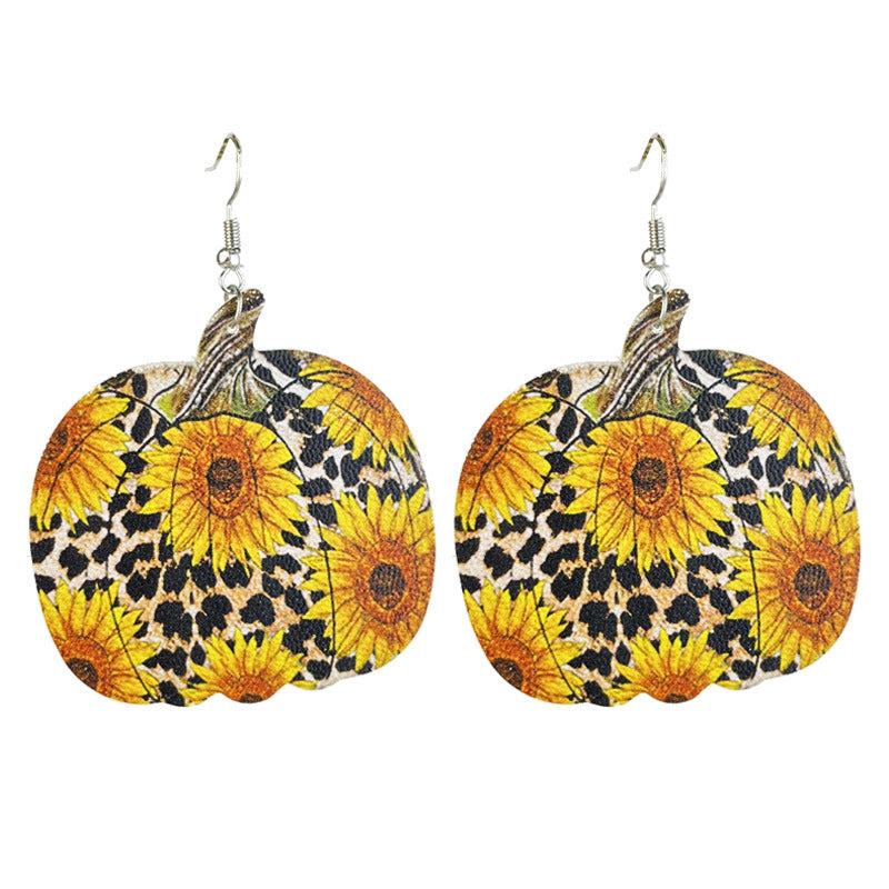 Wholesale 2 Pairs/pack Pumpkin Collection Halloween Leather Earrings